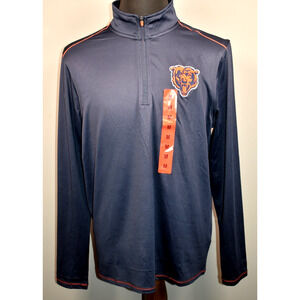 Mens NFL Antigua Apparel Chicago Bears Navy Orange 1/4 Zip Medium Pullover NEW